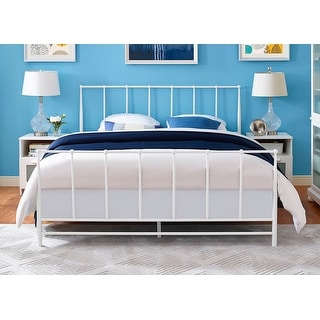 Freeport White Queen Size Metal Bed Frame