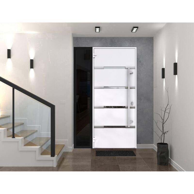 Front Prehung Steel Door 1105 Black Enamel Stainless Inserts W36xH80 Lh I