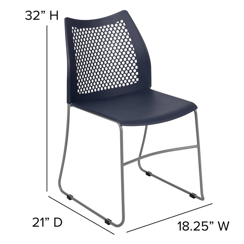 661 lb. Capacity Stack Chair with Air-Vent Back and Powder Coated Sled Base