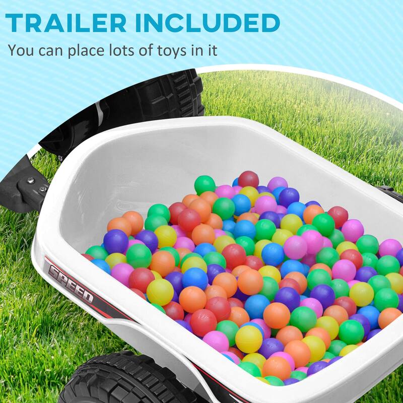 6V Kid ATV with Back Trailer, Electric Ride-On Car for Toddlers, Safe Speed, Wear-Resistant Wheels for Outdoor, 18-36 Months