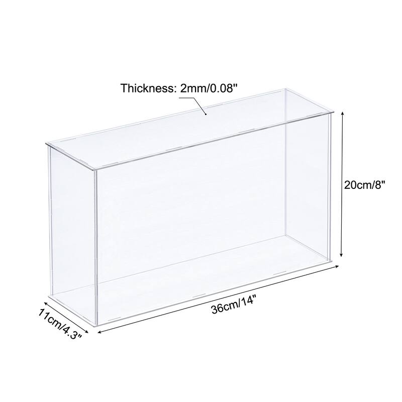 Acrylic Display Case Plastic Box Cube Storage Box Dustproof Showcase - 14x4.3x8 Inch