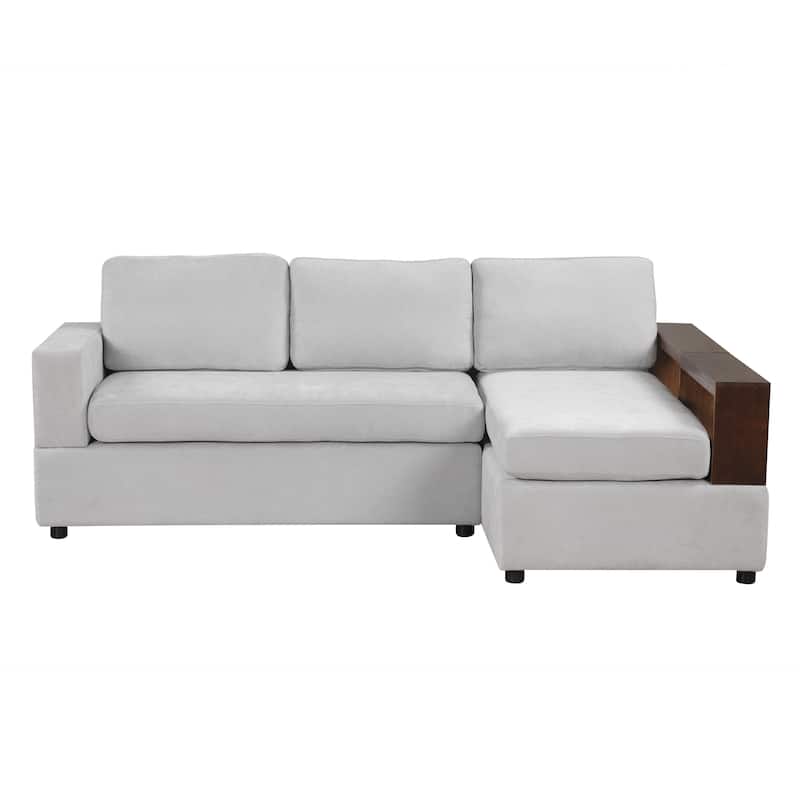 Christopher Knight Home - 87.4" L-Shaped Sectional Sofa with Reversible Armrests and Integrated Chaise Lounge