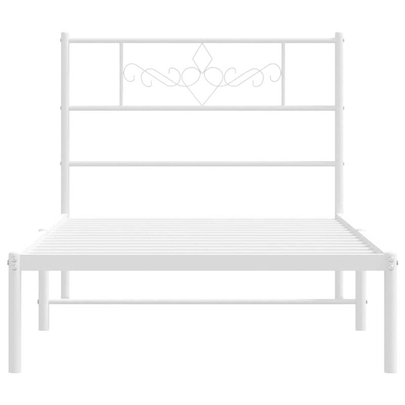 vidaXL 12 Inches White Twin Metal Bed Frame No Mattress - 77.2" x 41.3" x 35.4"