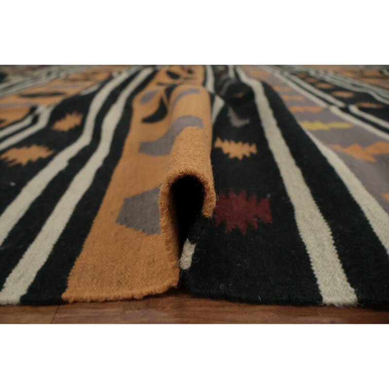 Hand Woven Oriental 100% Wool Carpet Southwestern Modern Oranges & Rust Kilim Area Rug - 13' 11'' X 9' 2''