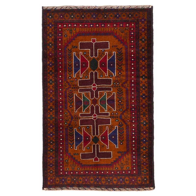 ECARPETGALLERY Hand-knotted Teimani Rust Wool Rug - 3'10 x 6'6