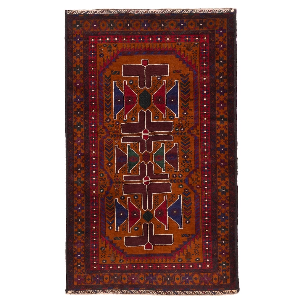 ECARPETGALLERY Hand-knotted Teimani Rust Wool Rug - 3'10 x 6'6