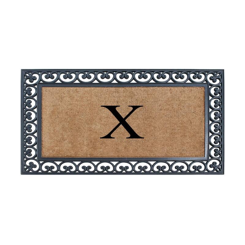A1HC Natural Rubber and Coir Monogrammed Front Porch Entry Doormat 30"X48" - X
