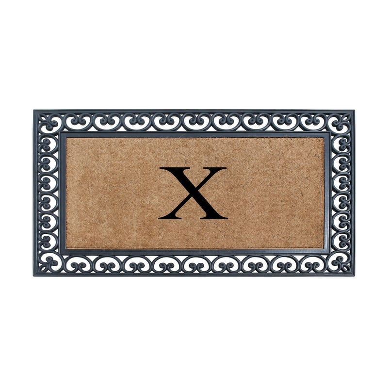 A1HC Natural Rubber and Coir Monogrammed Front Porch Entry Doormat 30"X48"
