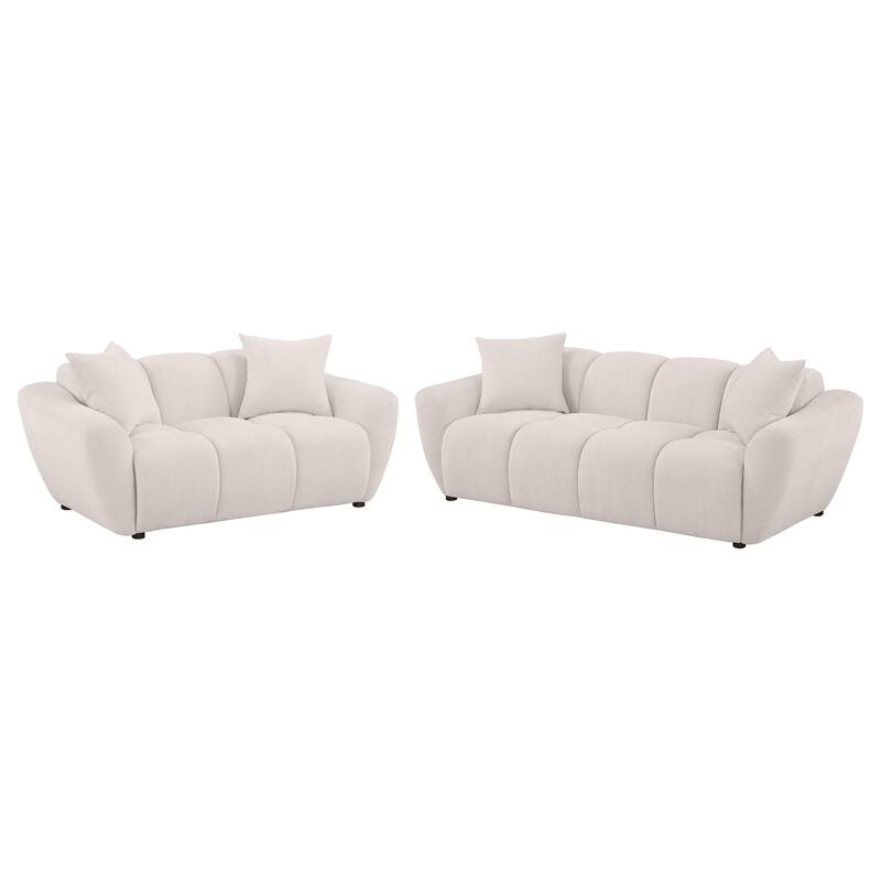 Destino Chenille Splayed Arm Sofa Set Greige - 2 Piece