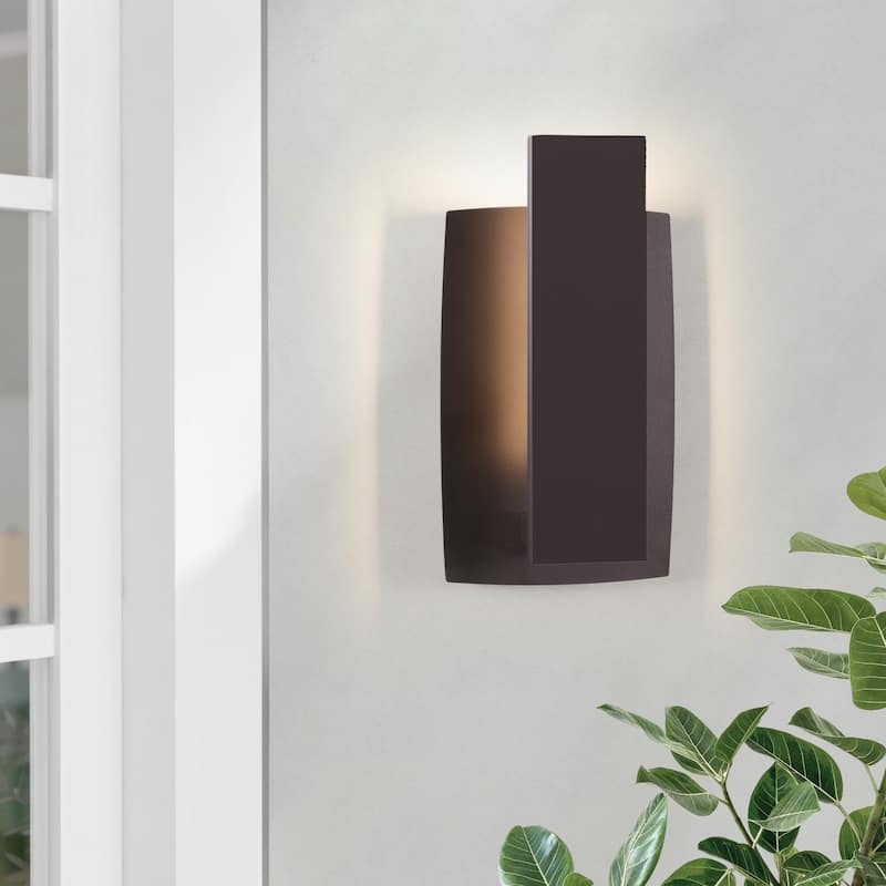 Modern LED Black/Bronze Aluminum Outdoor Wall Sconce(Set of 2)