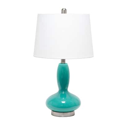 Elegant Designs Contemporary Curved Glass Table Lamp, Teal - 14x14.25x15.5