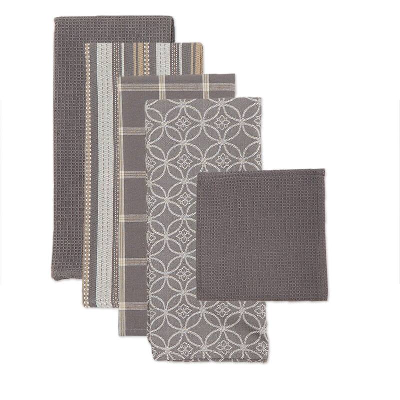 DII Assorted Kitchen Dishtowel & Dishcloths (Set of 5)
