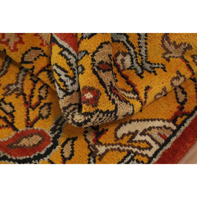 Hand Knotted Oriental 100% Wool Carpet Traditional Floral Oranges & Rust Ziegler Runner Rug - 8' 0'' X 2' 6''