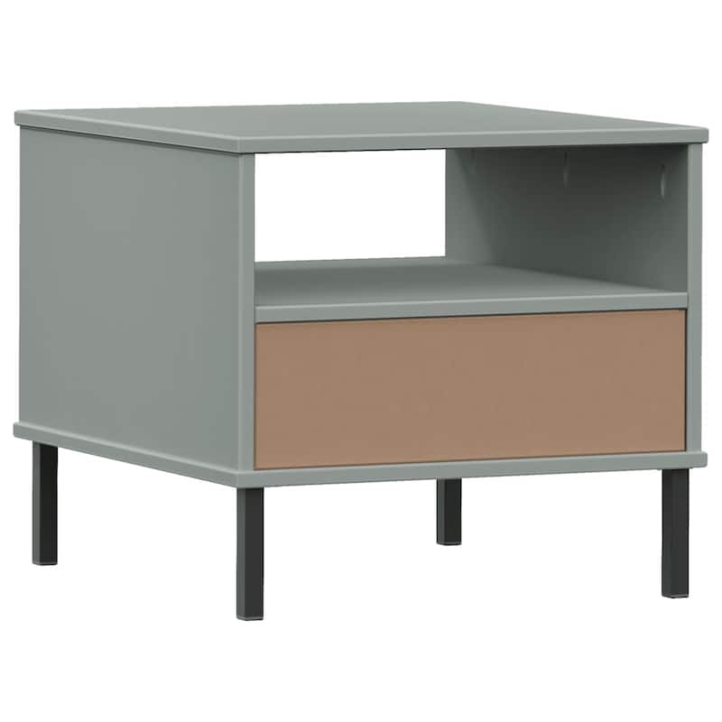 vidaXL Bedside Table Bedroom Nightstand with Metal Legs Solid Wood Pine OSLO - 19.7" x 19.7" x 17.7"