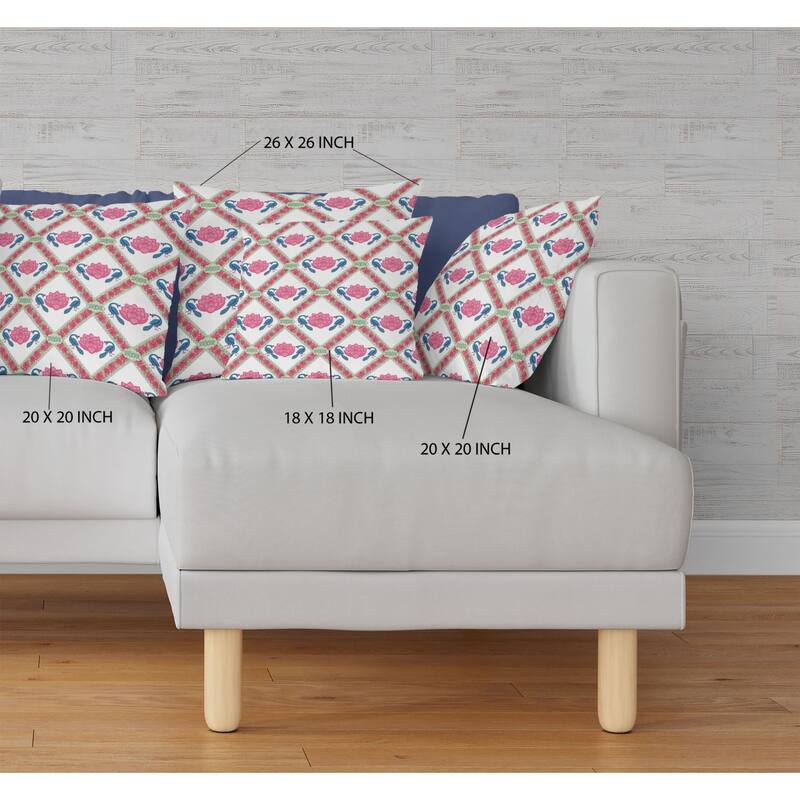 Lotus Peacock Rose Indoor Outdoor Pillow Zip