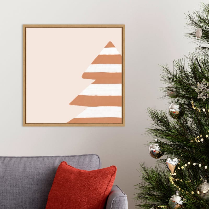 Stripey Christmas Tree by Orara Studio Framed Canvas Wall Art Print