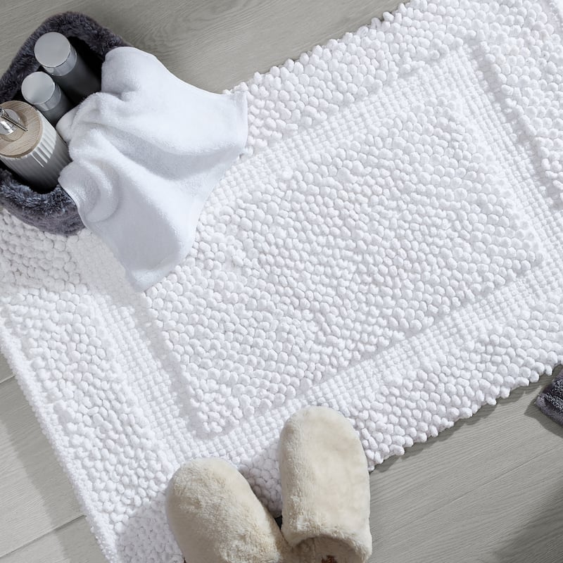 Sophie Border Ultra-plush Chenille Non-Slip Cotton Bath Mat (Set of 2)