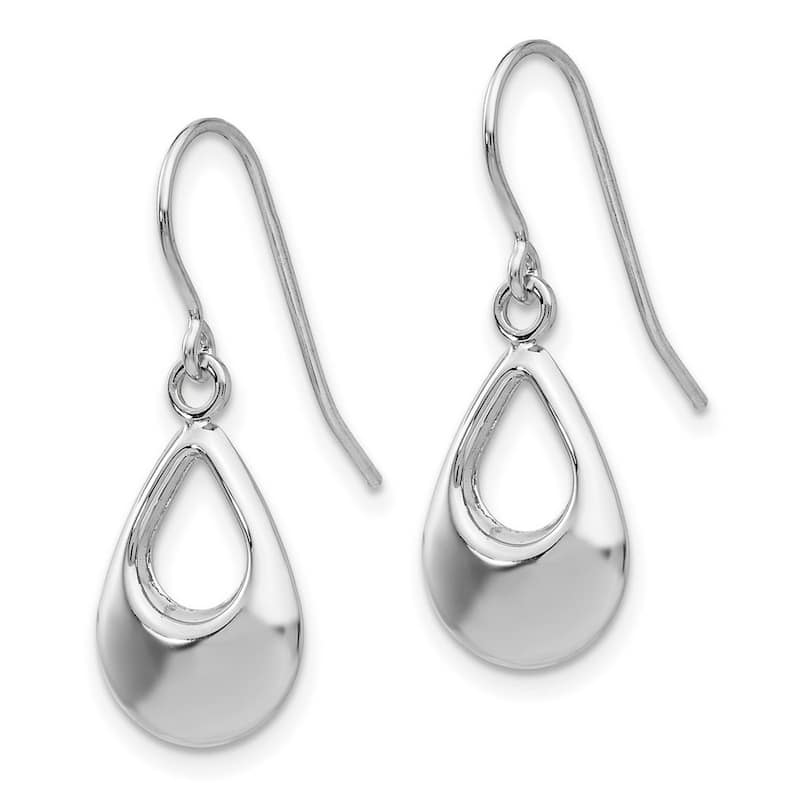 Curata 14k White Gold 24x9mm Polished Teardrop Dangle Hook Earrings