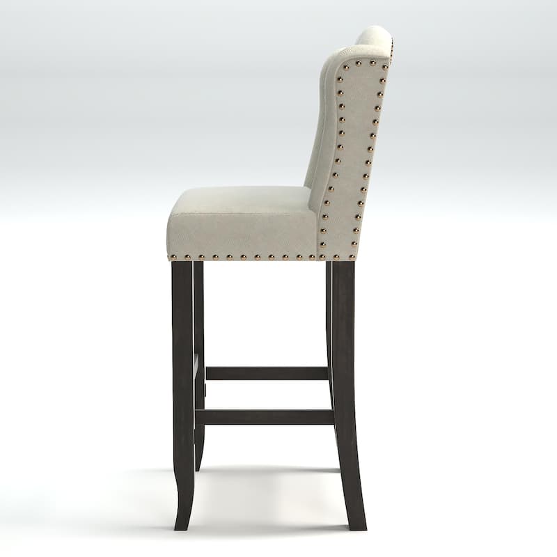 Tays Rustic Linen Tufted Bar Height Chairs (Set of 2) by Furniture of America