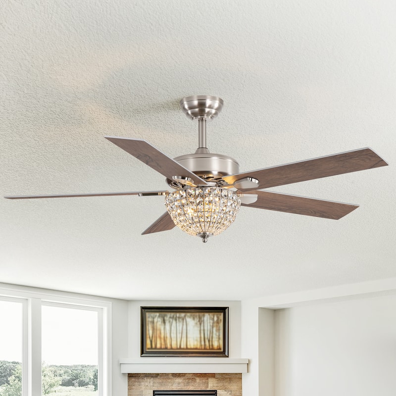 52" Modern 5-Blade Chandelier Ceiling Fan with Light and Remote