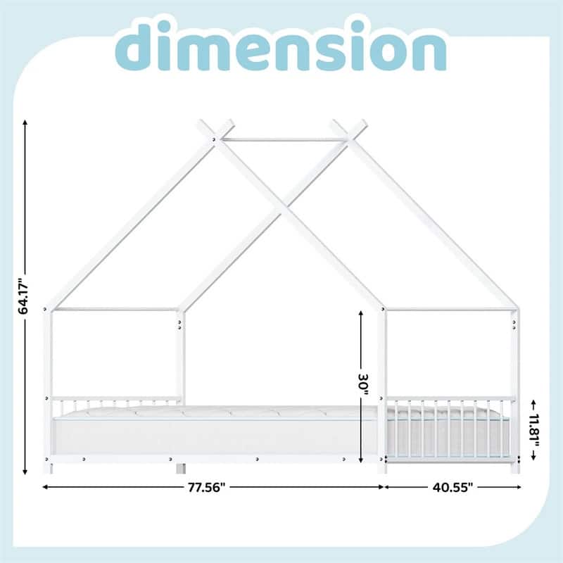 Twin Size Montessori Floor Bed Metal House Bed Frame For Kids