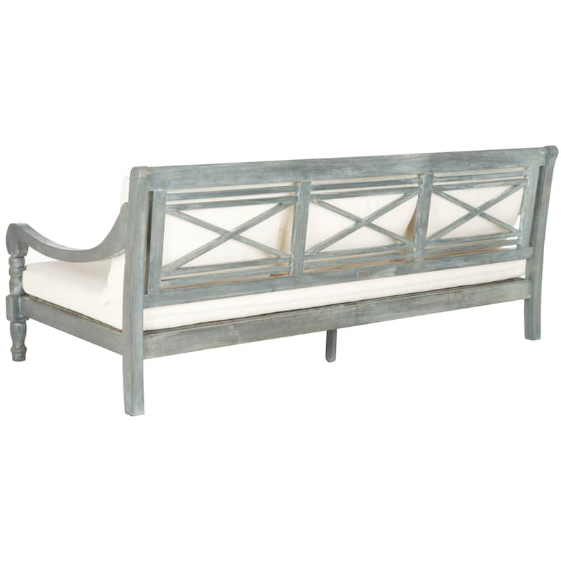 SAFAVIEH Outdoor Cordula Acacia Wood Cushioned Daybed - 71.7"W x 35.4"D x 29.1"H