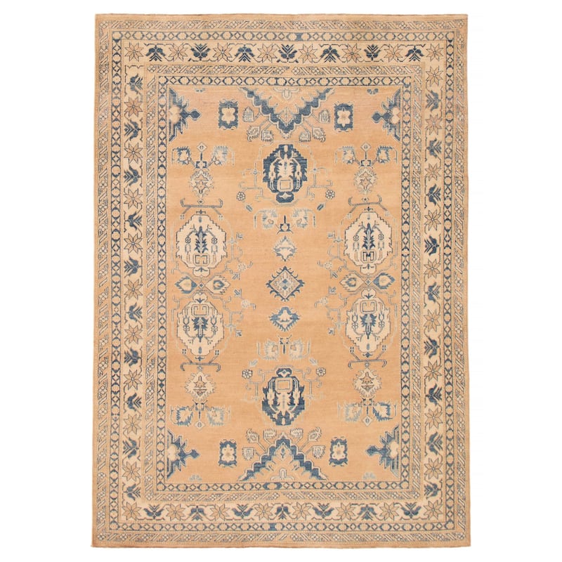 ECARPETGALLERY Hand-knotted Finest Ghazni Tan Wool Rug - 7'2 x 10'2 - Tan - 7'2 x 10'2