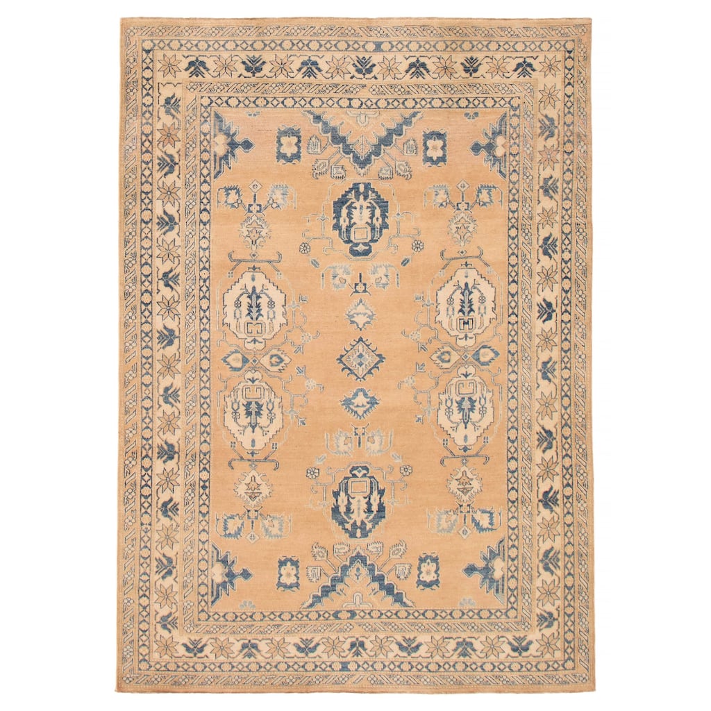 ECARPETGALLERY Hand-knotted Finest Ghazni Tan Wool Rug - 7'2 x 10'2