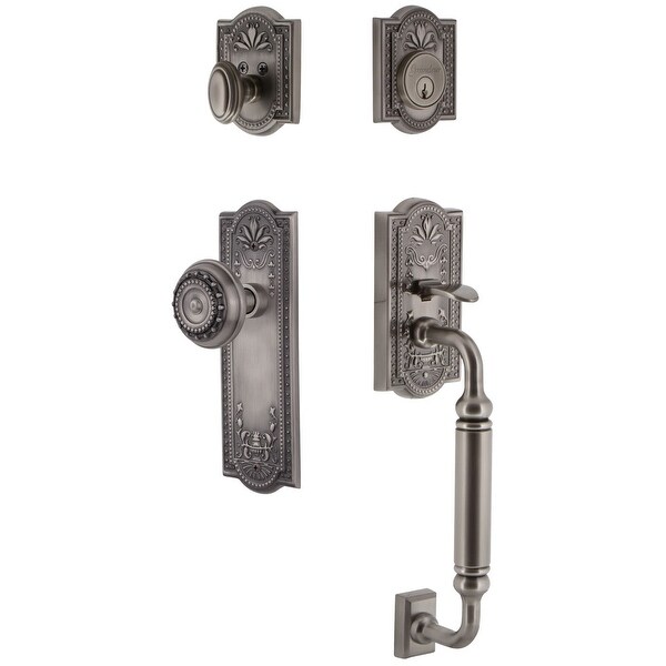 Grandeur PARPAR_ESET_238_CG Parthenon Solid Brass Rose Single Cylinder Keyed Entry Sectional "C" Grip Handleset with Parthenon
