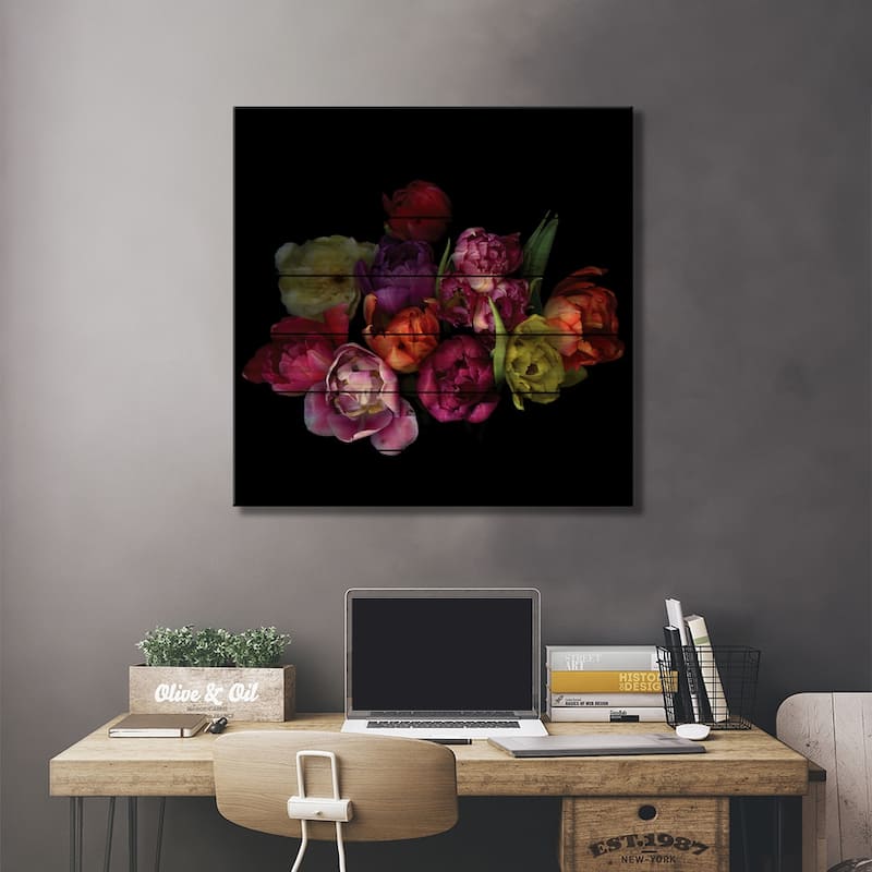 Tulips Mix XI Print On Wood by Magda Indigo - Multi-Color