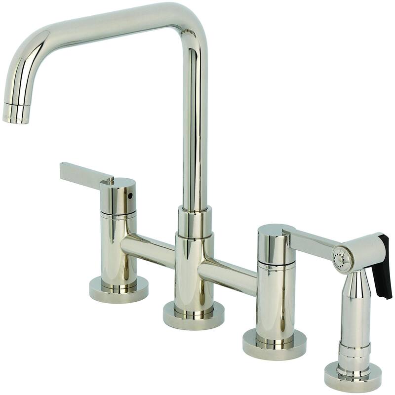 Kingston Brass KS828.CTLBS Continental 1.8 GPM Bridge Kitchen Faucet - Polished Nickel