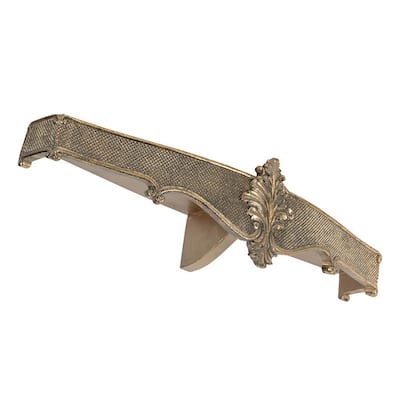 Riry 23 Inch Wall Plaque Shelf, Dotted Texture, Metal, Gold Resin Finish