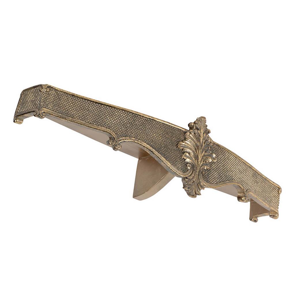 Riry 23 Inch Wall Plaque Shelf, Dotted Texture, Metal, Gold Resin Finish