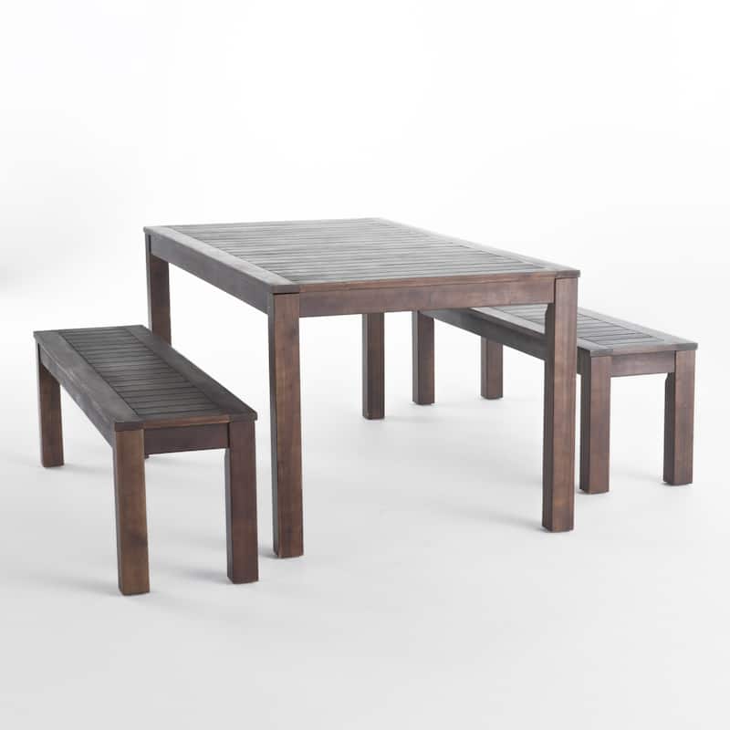 Manila Outdoor Dark Brown Acacia Wood Dining Set by Christopher Knight Home - N/A