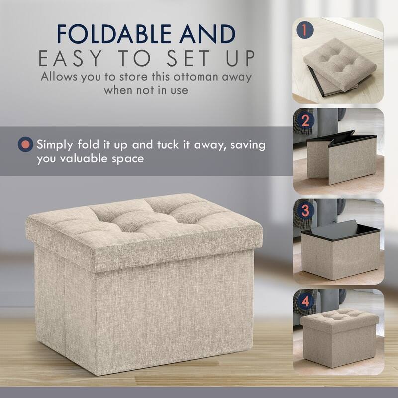 2 Pack Small Rectangle Foldable Storage Ottoman