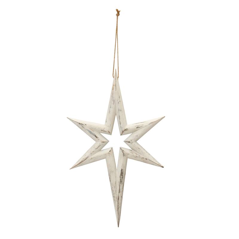 Wood Northern Star Christmas Ornaments - 14" - White - 6ct