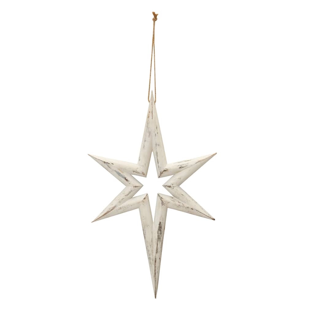 Wood Northern Star Christmas Ornaments - 14" - White - 6ct