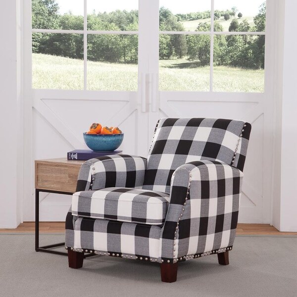 Grafton Home Saranac Arm Chair with Chrome Nail Head Trim Black