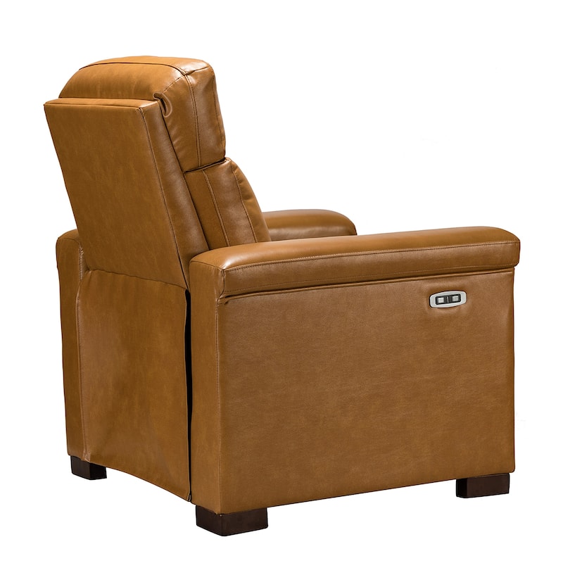 Alicia 34.65" Wide Contemporary Classic Genuine Leather Power Recliner With USB Port, Set of 2