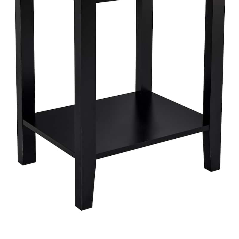 Black Nightstands Set of 2 with Charging Station and USB Port