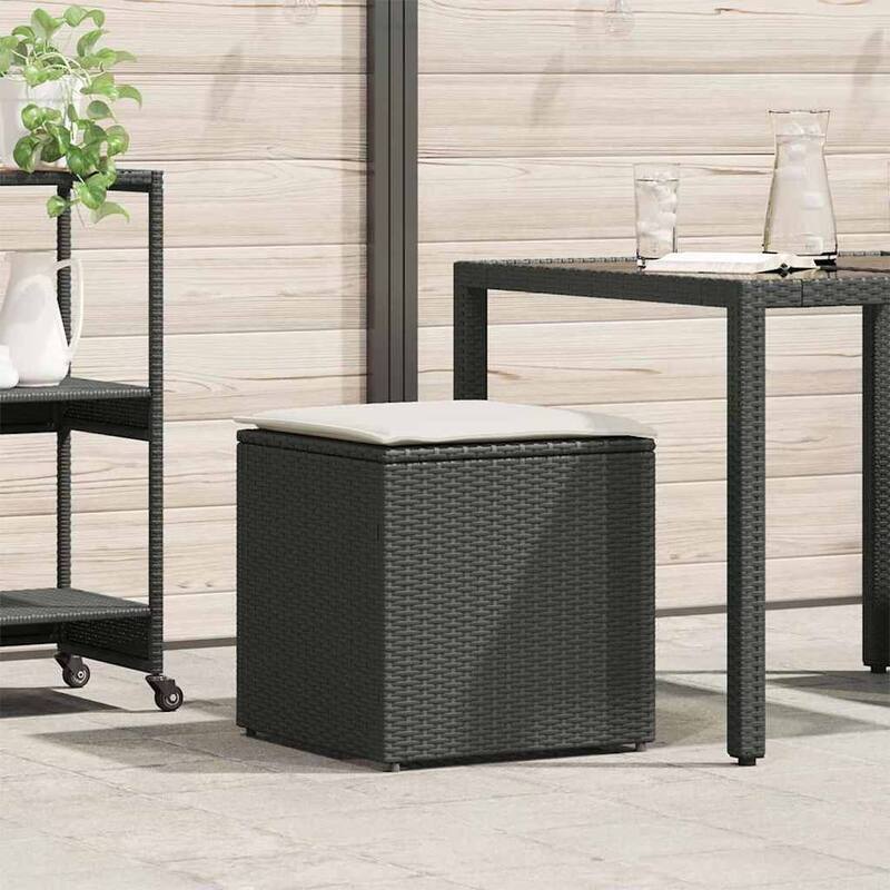 Comfy Outdoor Storage Box for Sofa Cushions - 19.7 x 19.7 x 19.7 in - Black and cream