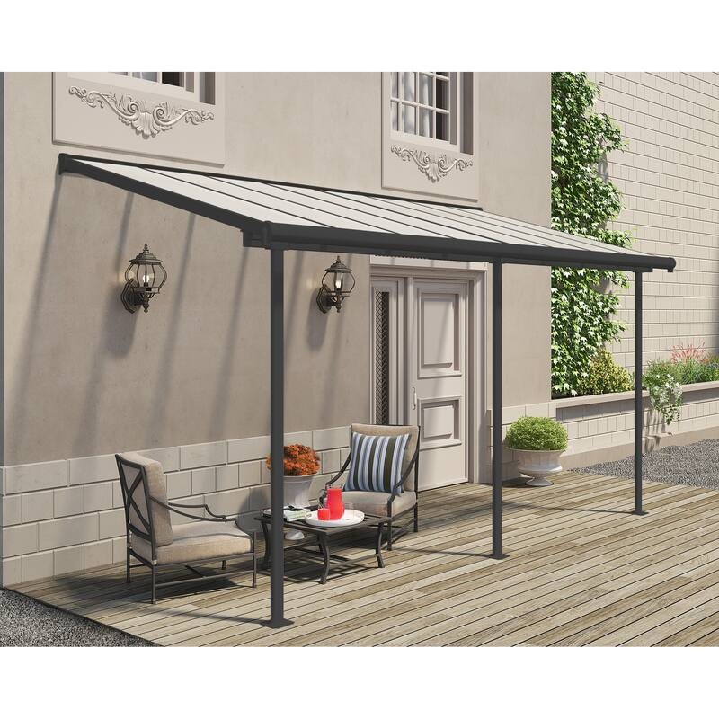 Sierra 7.5 ft. White & Grey Clear Panel Aluminum Patio Cover