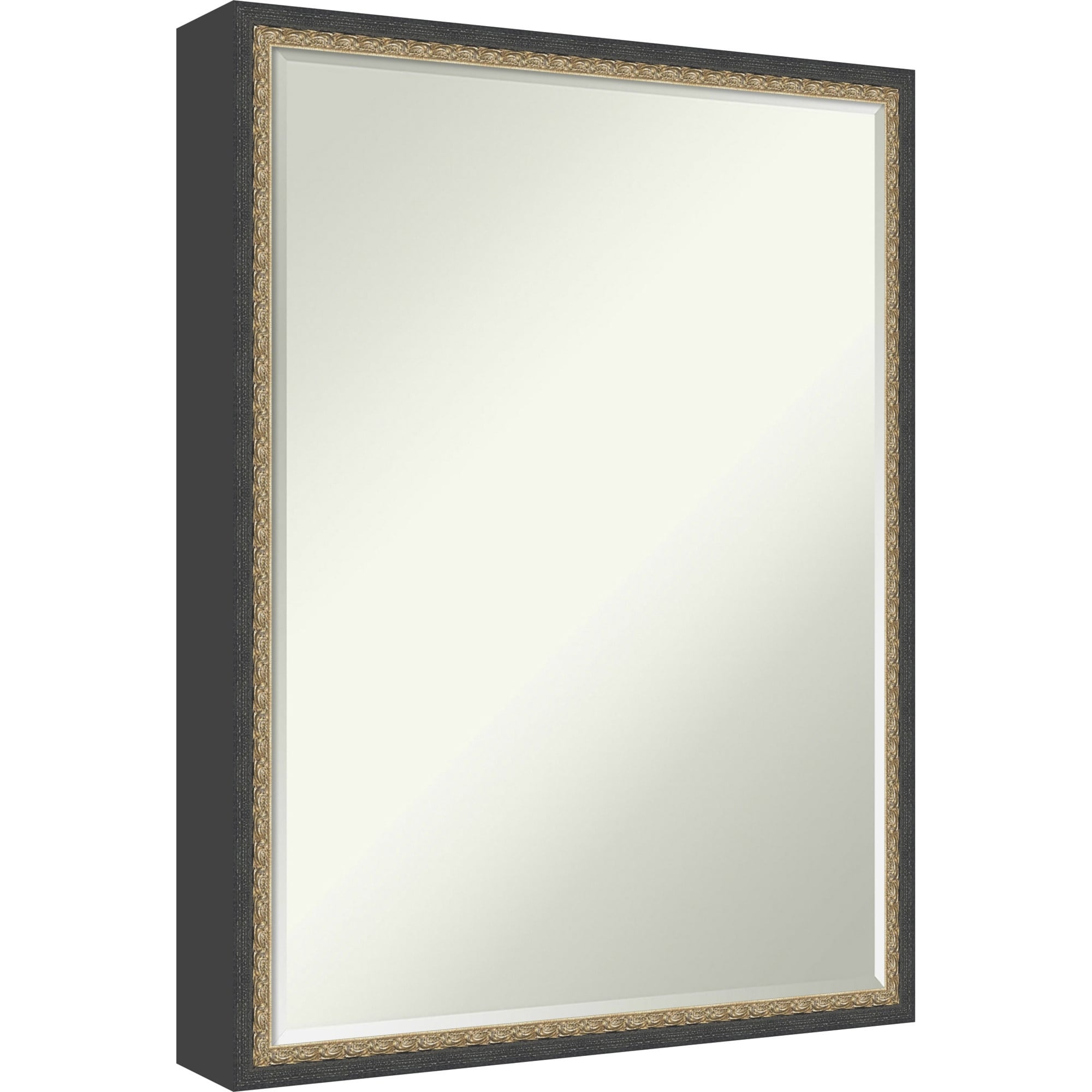 Matinee Black Bronze Half-Inch-Bevel Wood Framed Bathroom Vanity Wall Mirror - 20 x 26 in