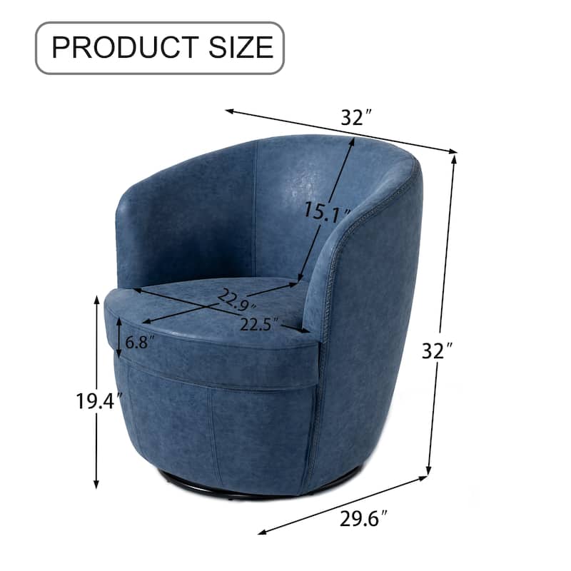 Faux Leather Swivel Barrel Accent Chair for Living Room