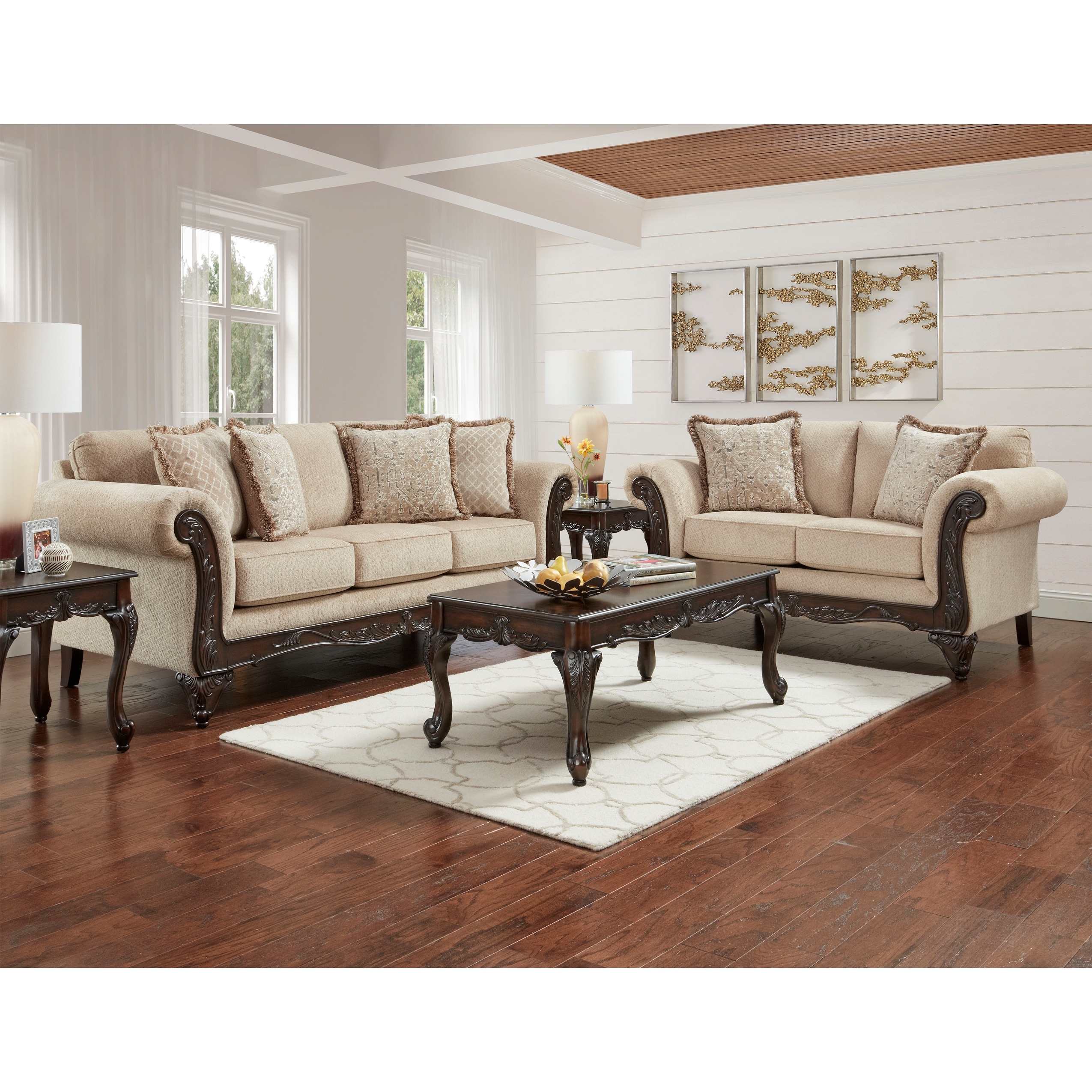 3-Piece Living Room Sectional Sofa Set with Chair and Ottoman