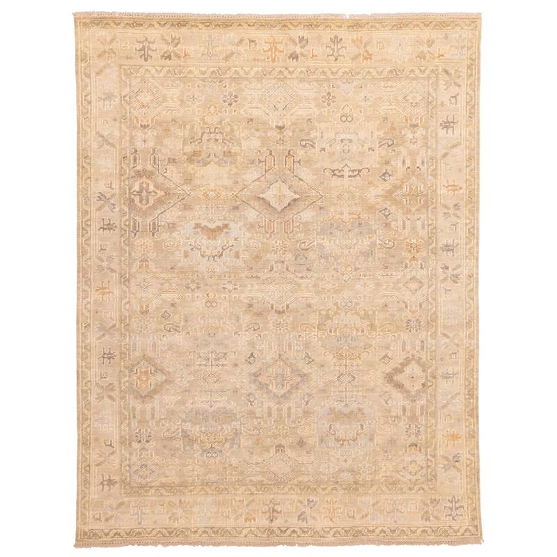 ECARPETGALLERY Hand-knotted Kavya Oushak Light Khaki Wool Rug - 7'10 x 9'10