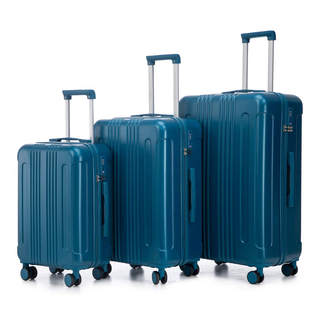 20"/24"/28" 3-Piece, Modern Luggage Sets with Retractable Handle and Combination Lock, for Boarding Travel, Dark Blue