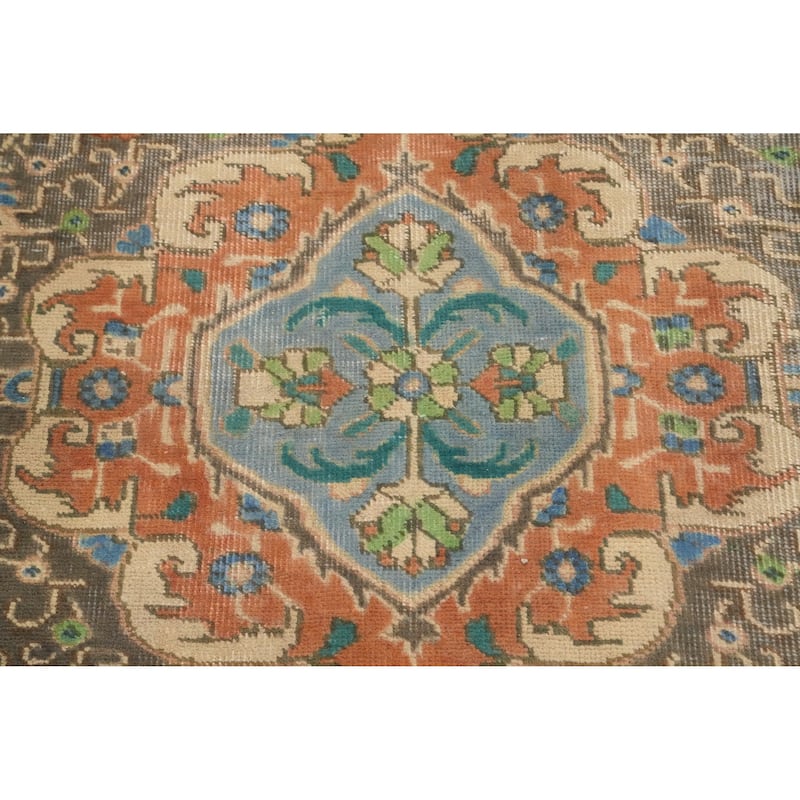 Hand Knotted Oriental 100% Wool Carpet Traditional Floral Oranges & Rust Tabriz Area Rug - 11' 8'' X 9' 5''