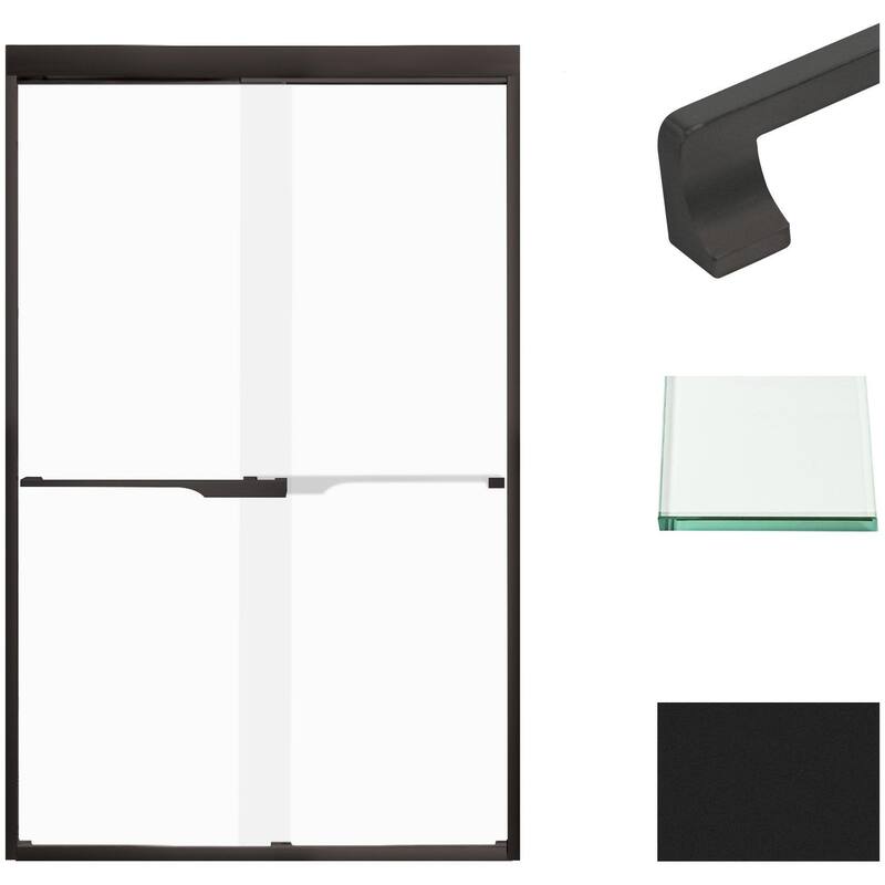 Transolid FBPT487608F-J 76" High x 47" Wide Bypass Frameless Shower - Matte Black