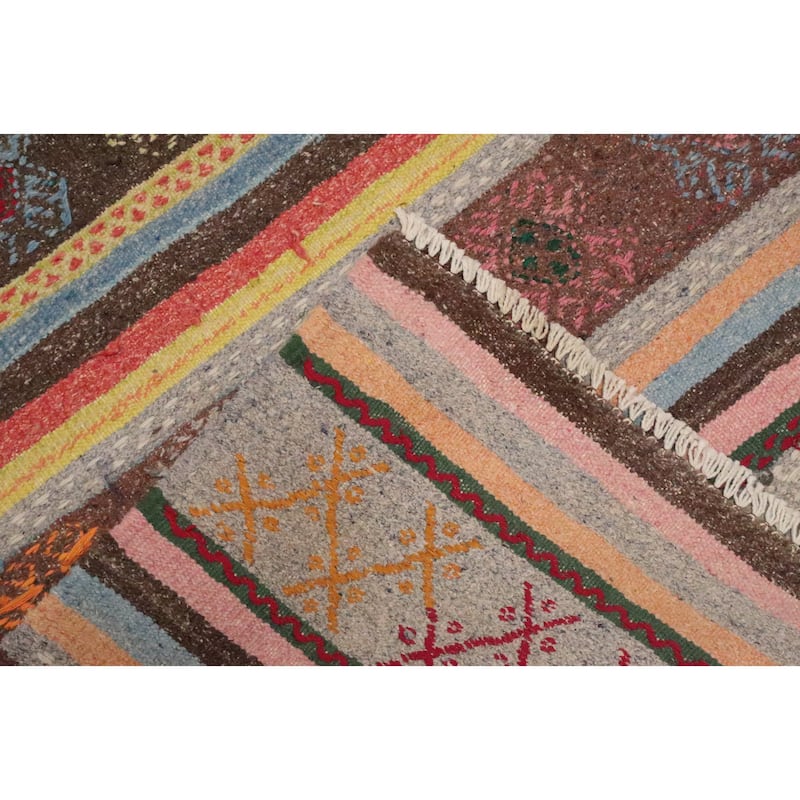 Hand Woven Oriental 100% Wool Carpet Southwestern Tribal Multi-Colored Kilim Area Rug - 9' 3'' X 5' 4''